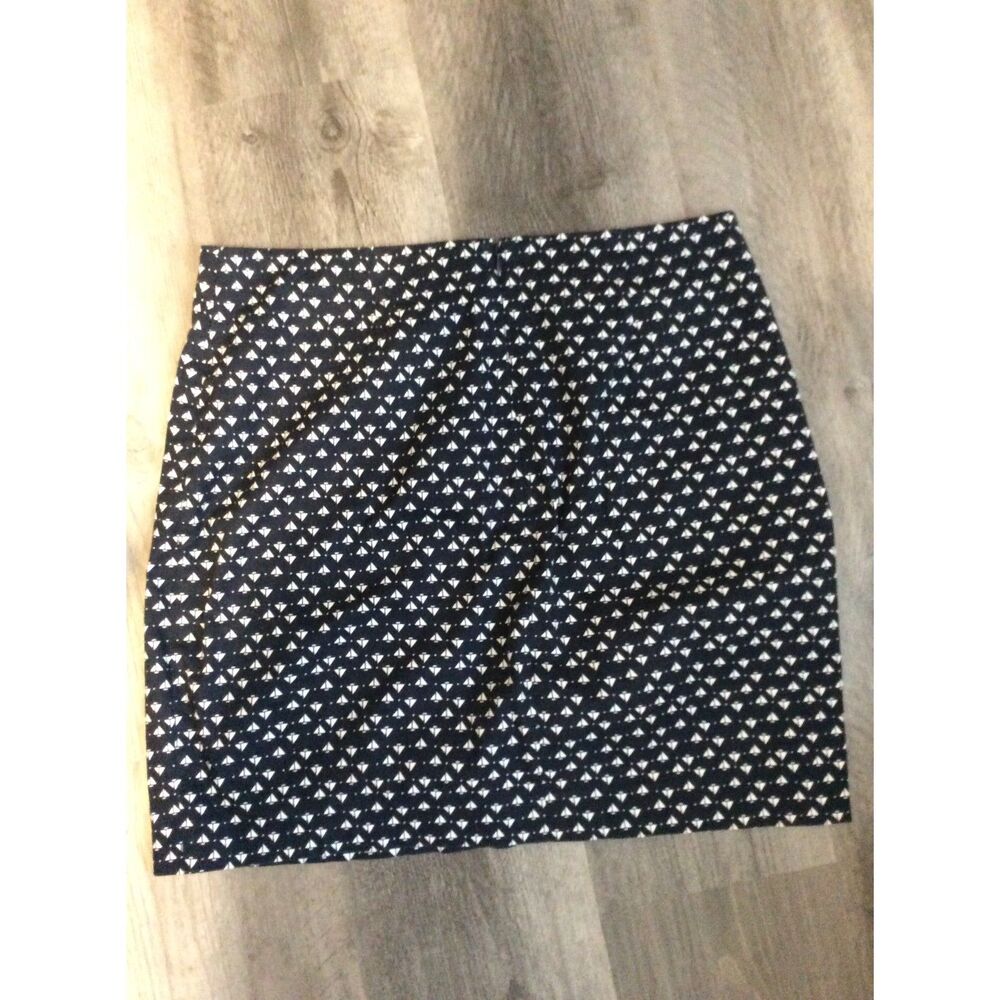 Ann Taylor Size 8 Nautical Sailboat Mini skirt Cotton Stretch Pencil Navy